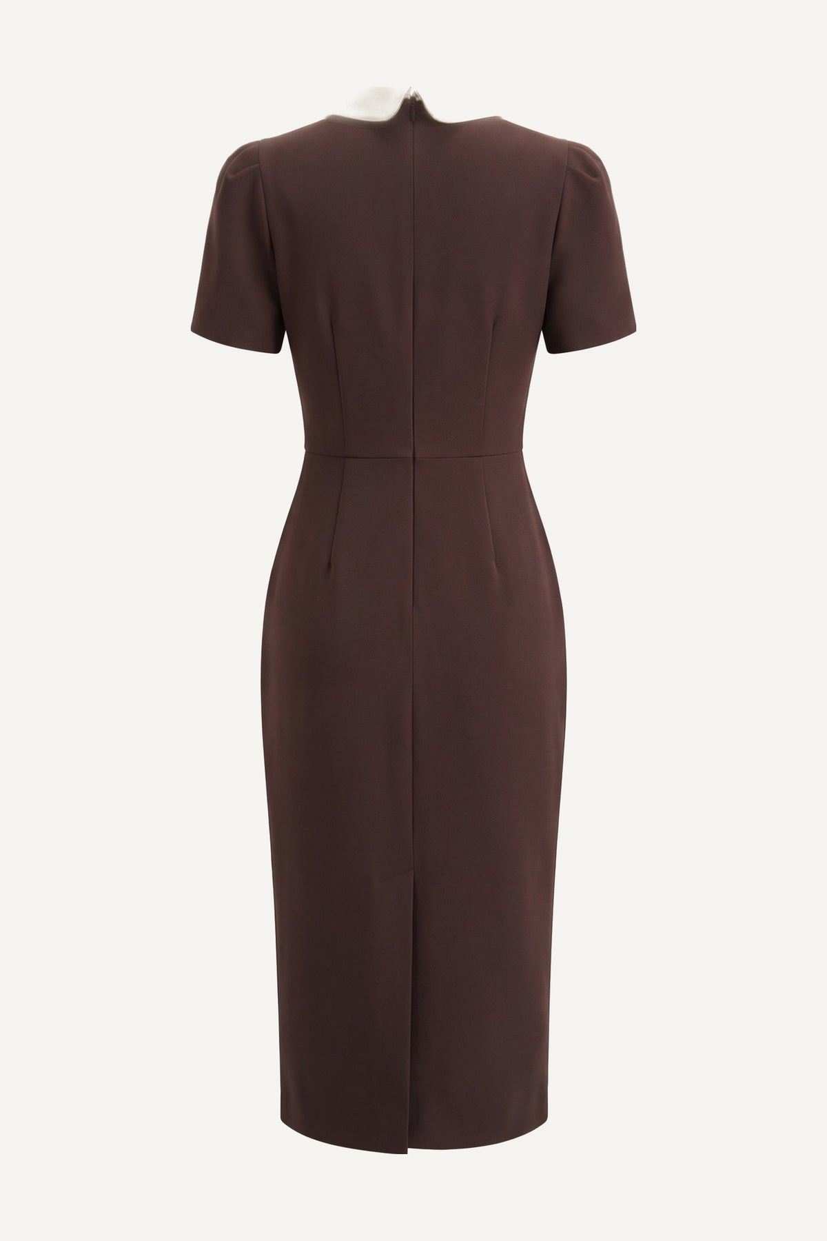 Pearl-Button Sheath Dress — Chocolate