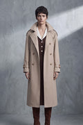 Funnel-Neck Trench Coat — Stone
