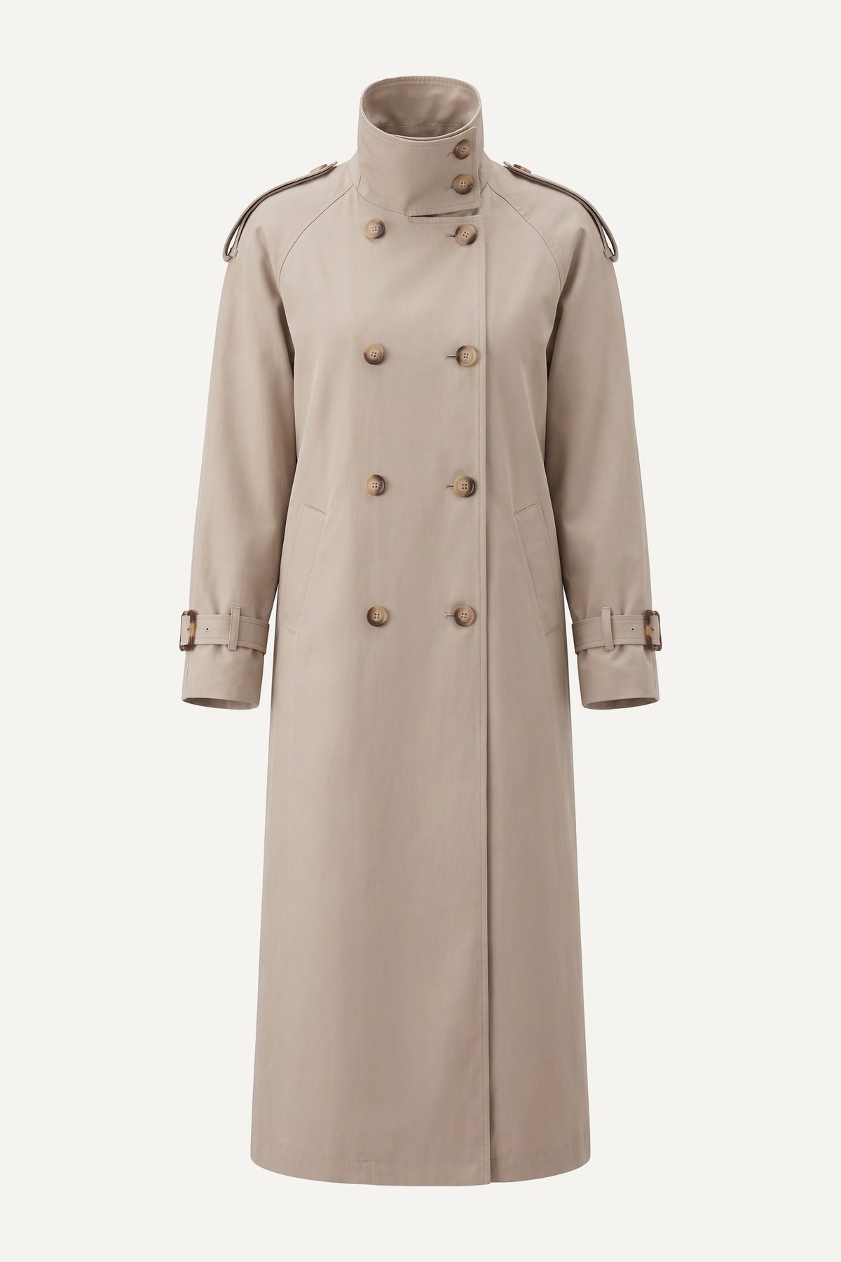 Funnel-Neck Trench Coat — Stone