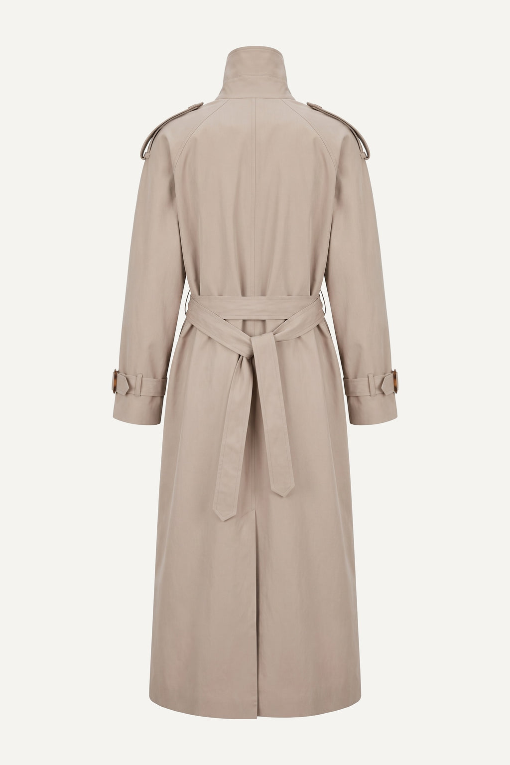 Funnel-Neck Trench Coat — Stone