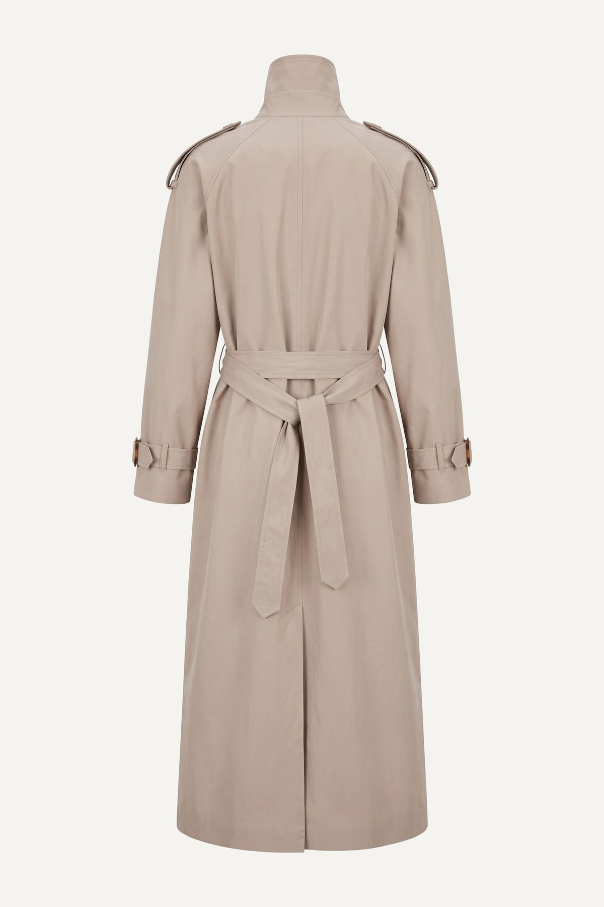 Funnel-Neck Trench Coat — Stone